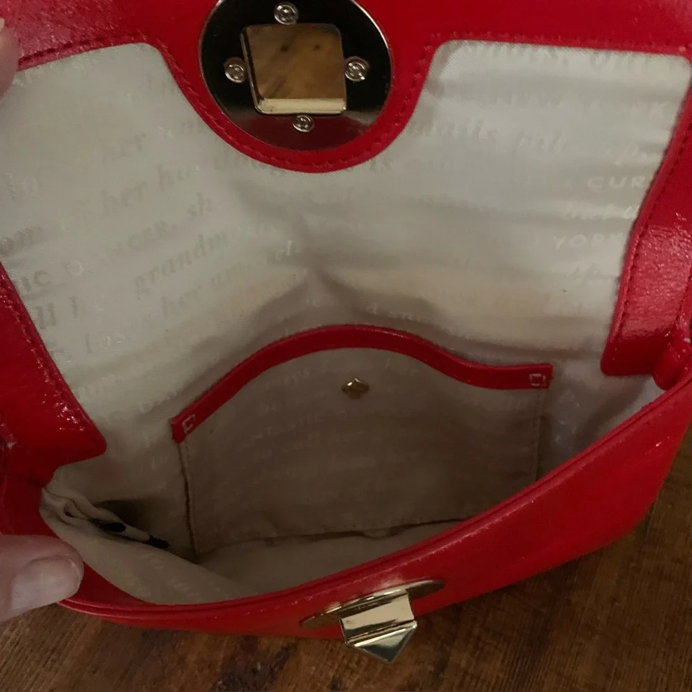 Kate Spade Red Fanfare Missy Patent Leather Clutch Crossbody Bag